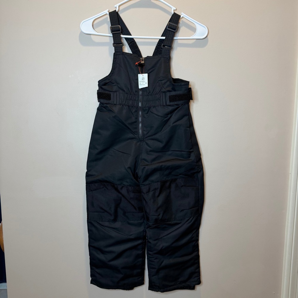 NWT Cat & Jack Toddler Boys Black Insulated Snow Bib Ski Pant Size 4T Waterproof
